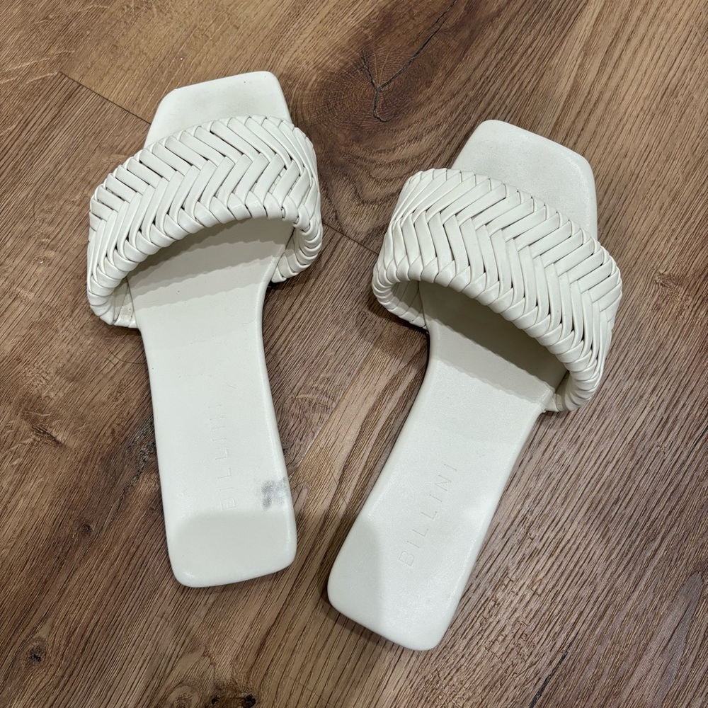 Billini Bone White Woven Slide Sandals - Picture 2 of 5